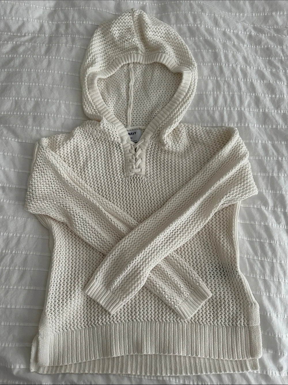 Cream Hooded Knit Sweater